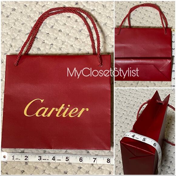 CARTIER Authentic Iconic Red Gift Shopper Bag NEW! 8" 7" Jewelry bangle wallet - Picture 3 of 4